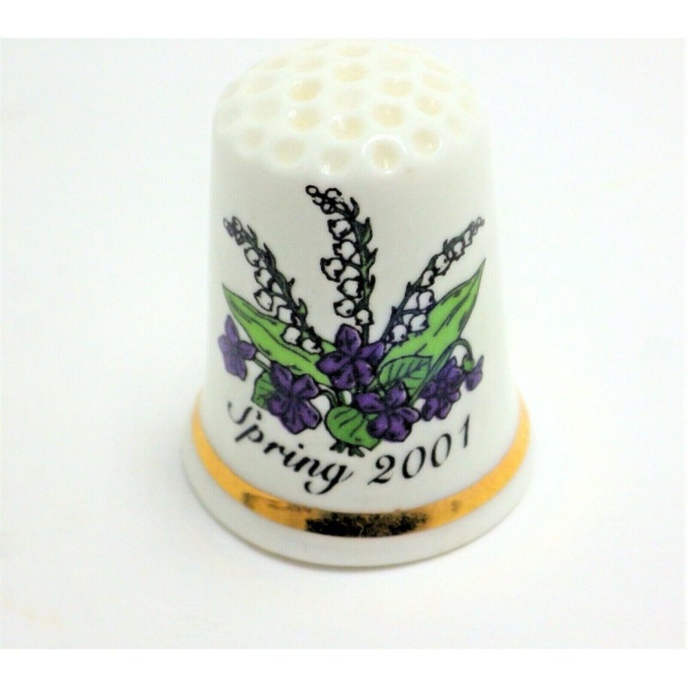 Fiskars Thimble Spring 2001 Lily of the Valley Violet Ceramic